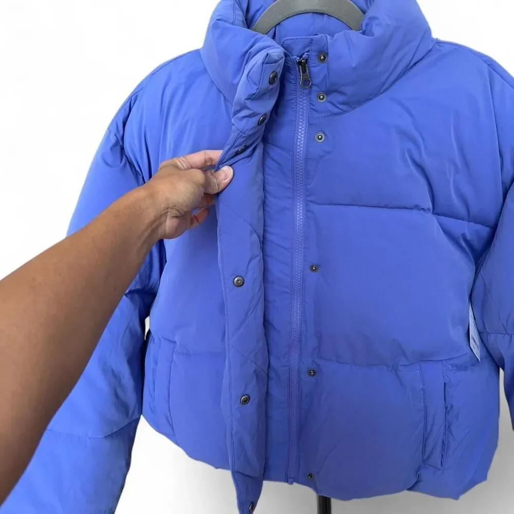 Purple blue cropped puffer jacket size S